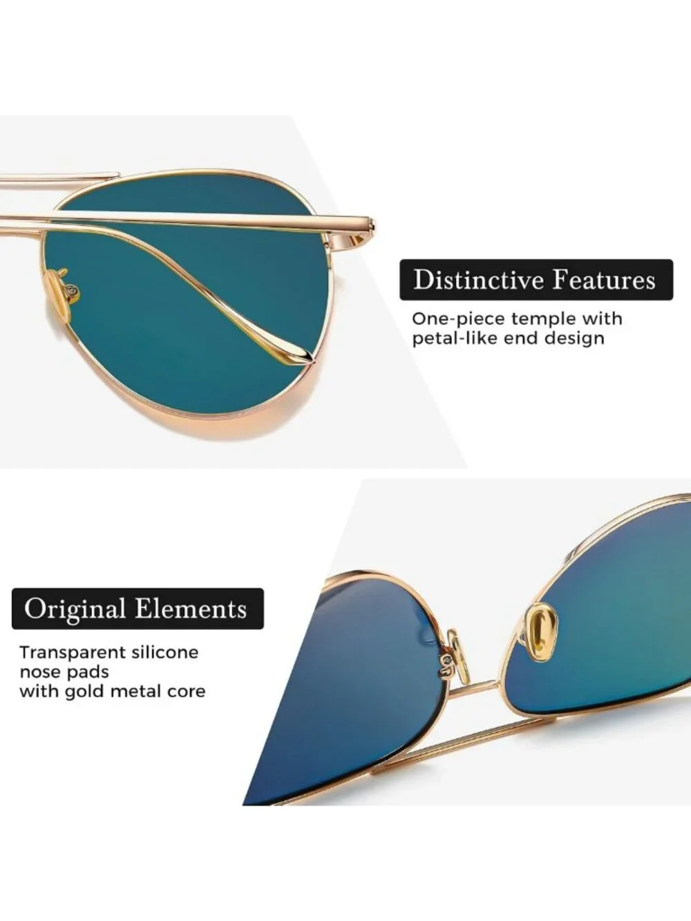Lightweight Oversized Aviator Sunglasses for Women - Mirrored Polarized Lenses